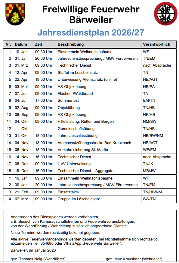 Jahresdienstplan 2025 26